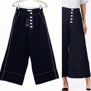 J.ING NWT Nautical Style Black & White Wide Leg Flowy Culotte Crop Pant Size XS
